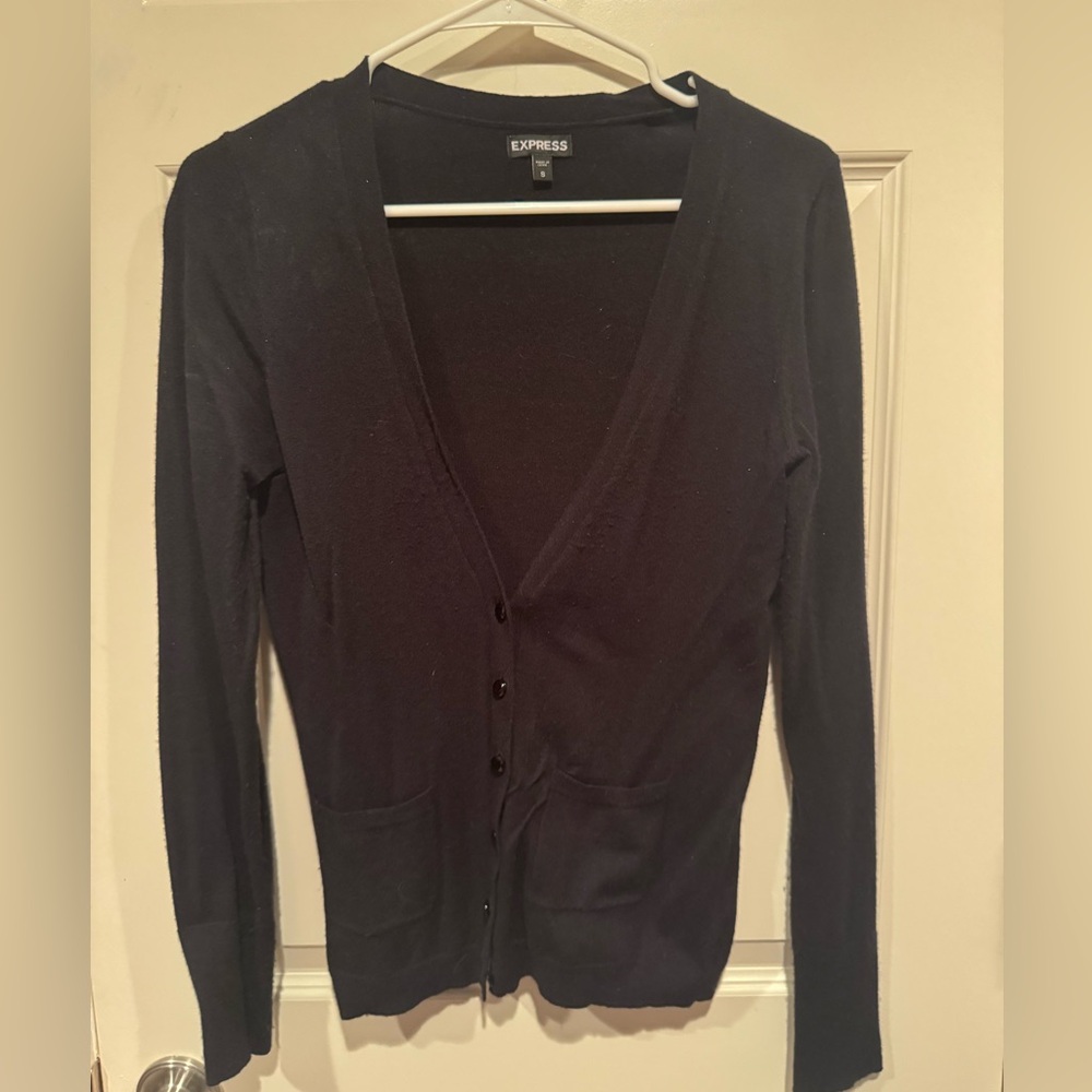 Express Black Cardigan Sweater V-Neck Lightweight